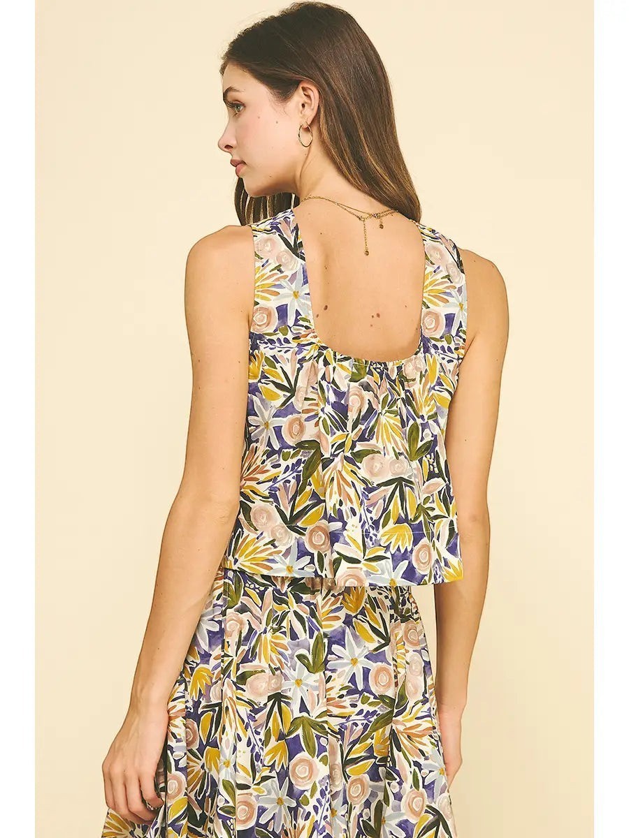 Watercolor Floral Sleeveless Top