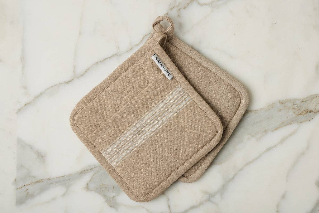 Pot Holder, Vintage White Stripe