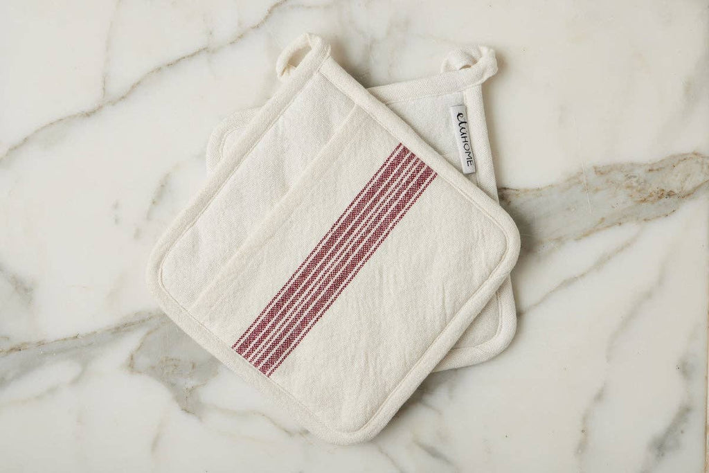 Pot Holder, Vintage Merlot Red Stripe
