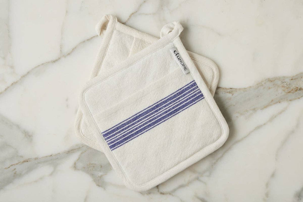 Pot Holder, Vintage Navy Blue Stripe