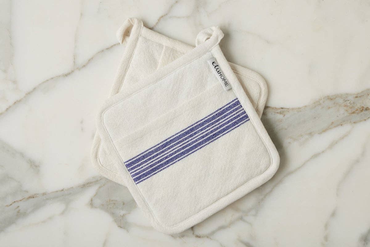 Pot Holder, Vintage Navy Blue Stripe