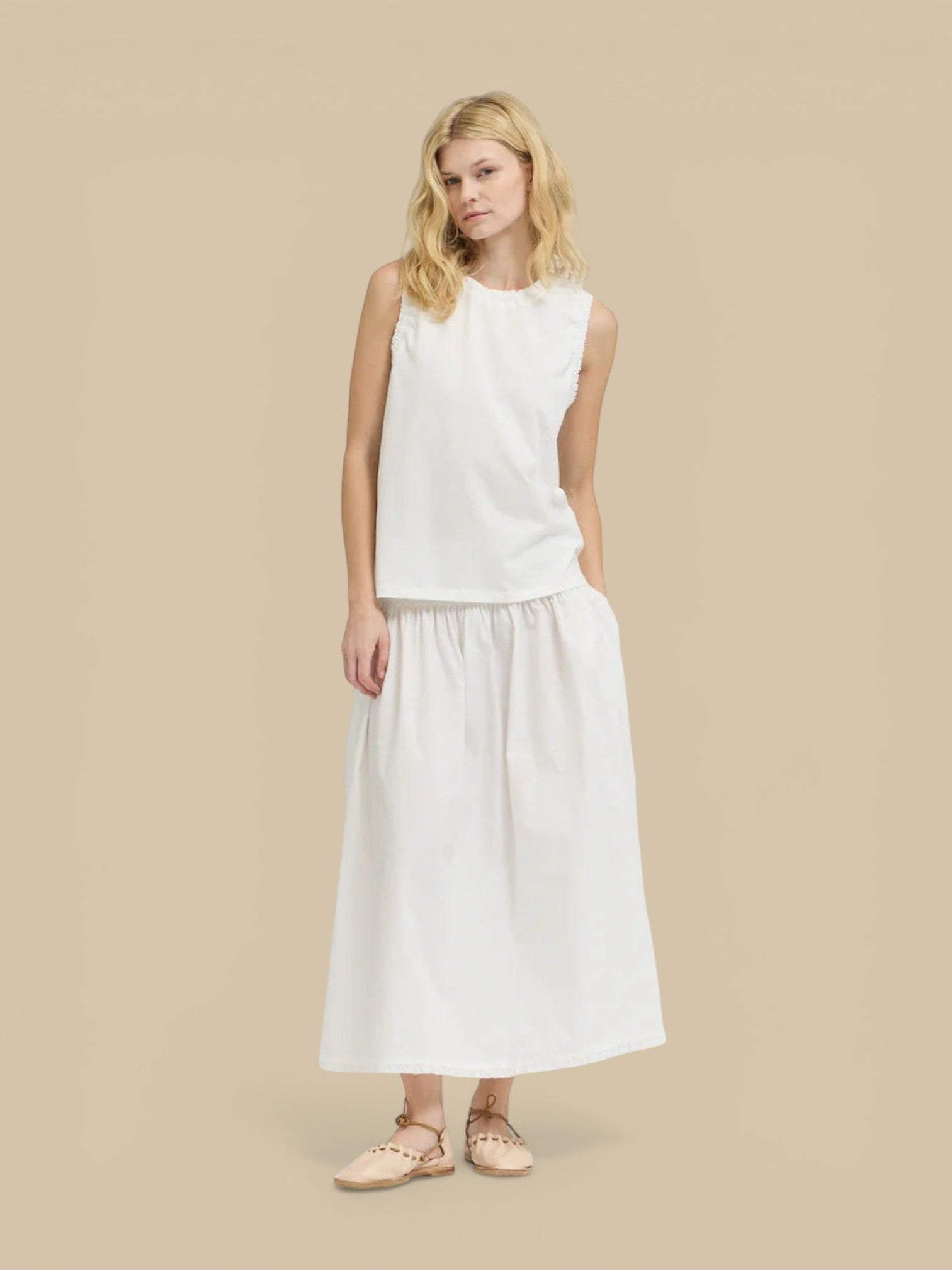 Cotton Jersey Ruffle Detail Top