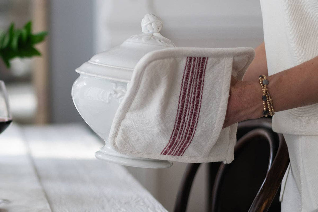 Pot Holder, Vintage Merlot Red Stripe