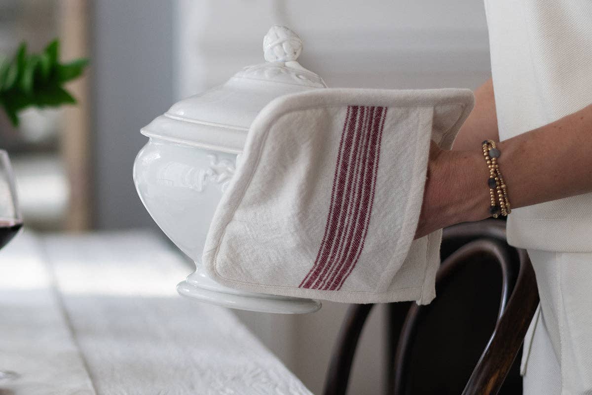 Pot Holder, Vintage Merlot Red Stripe
