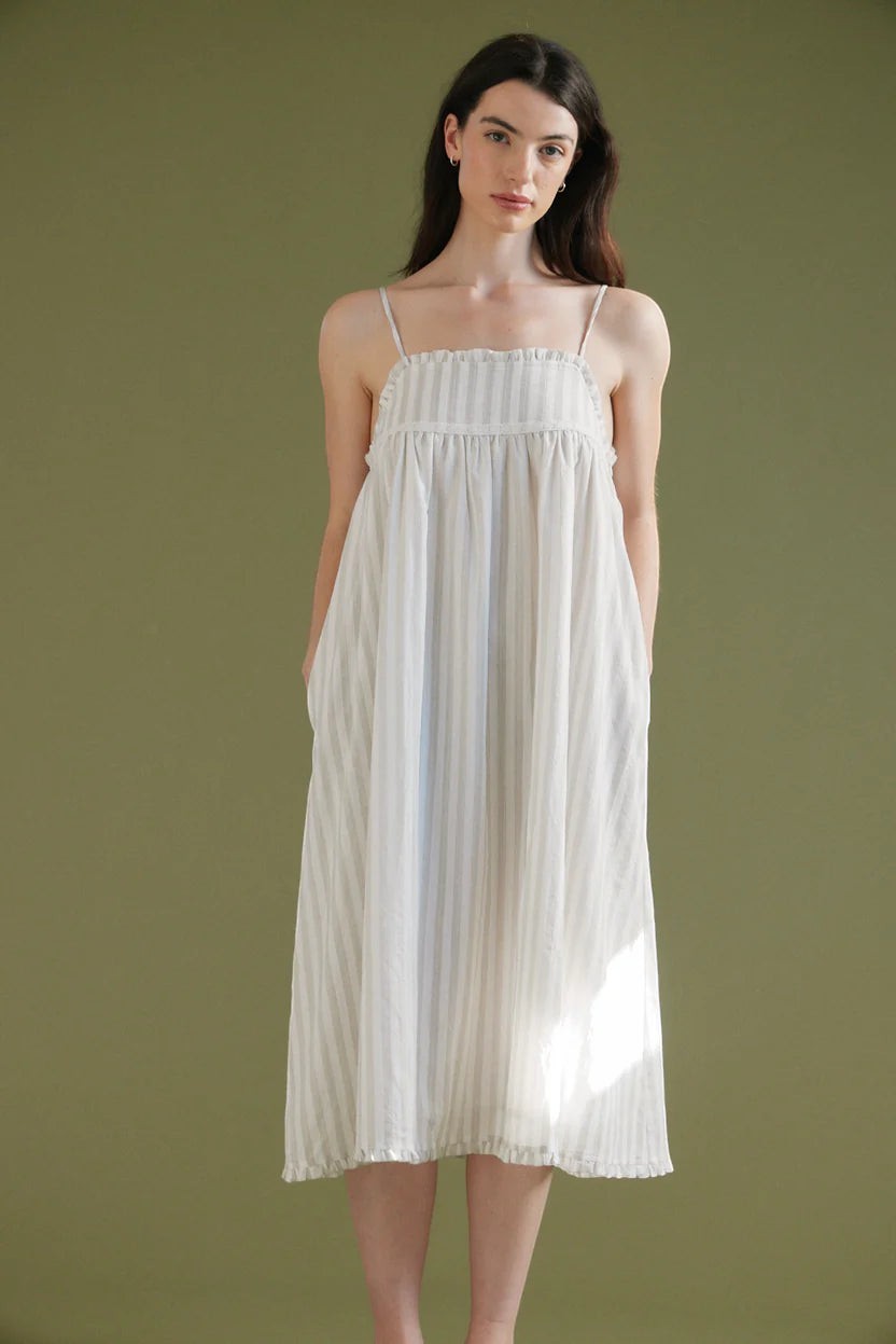 Embroidered Stripe Print Dress