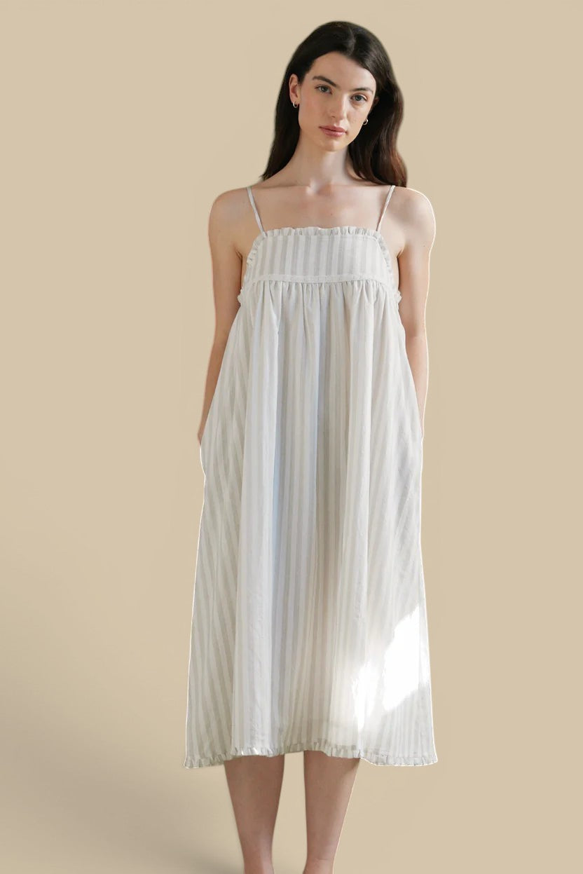 Embroidered Stripe Print Dress