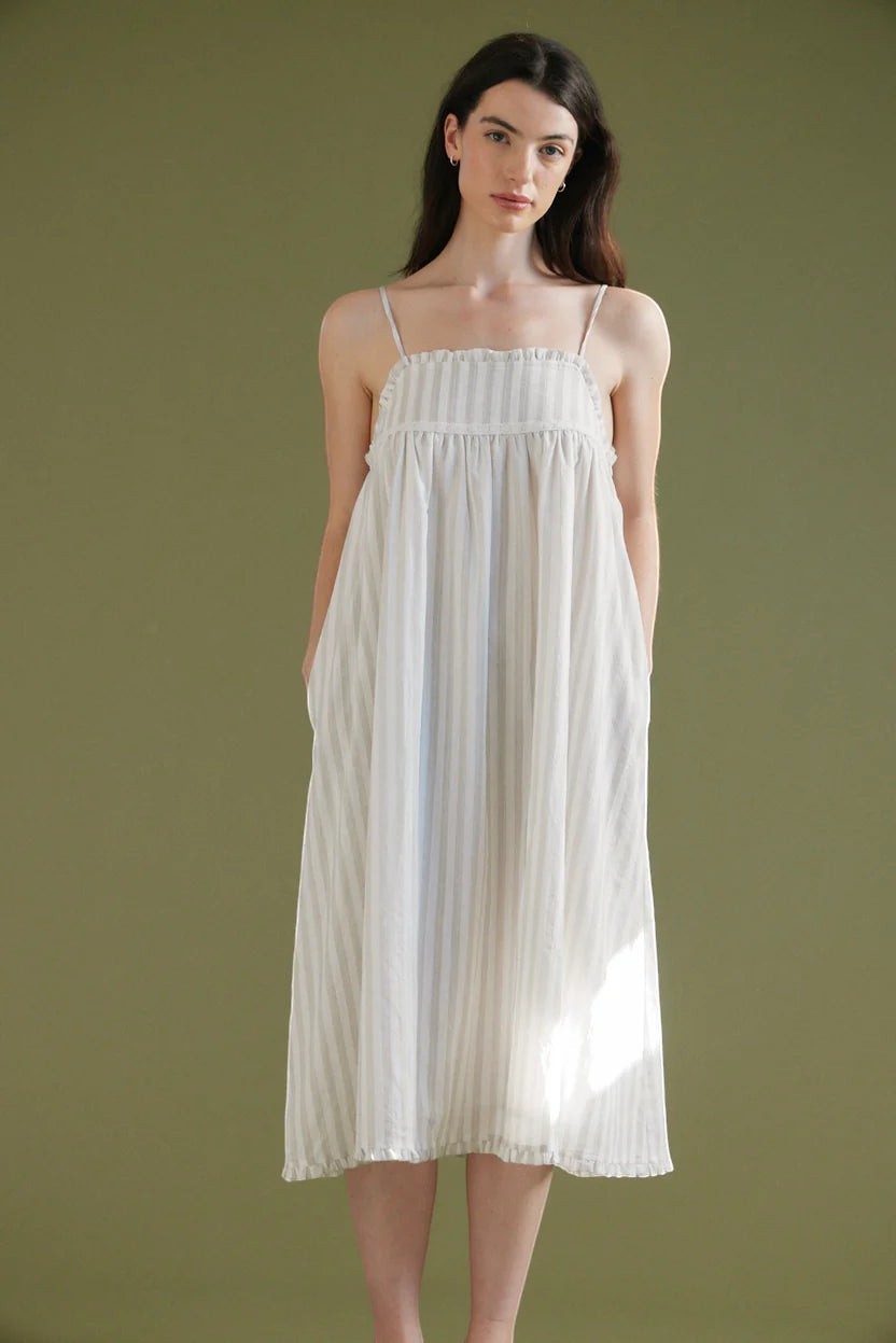 Embroidered Stripe Print Dress