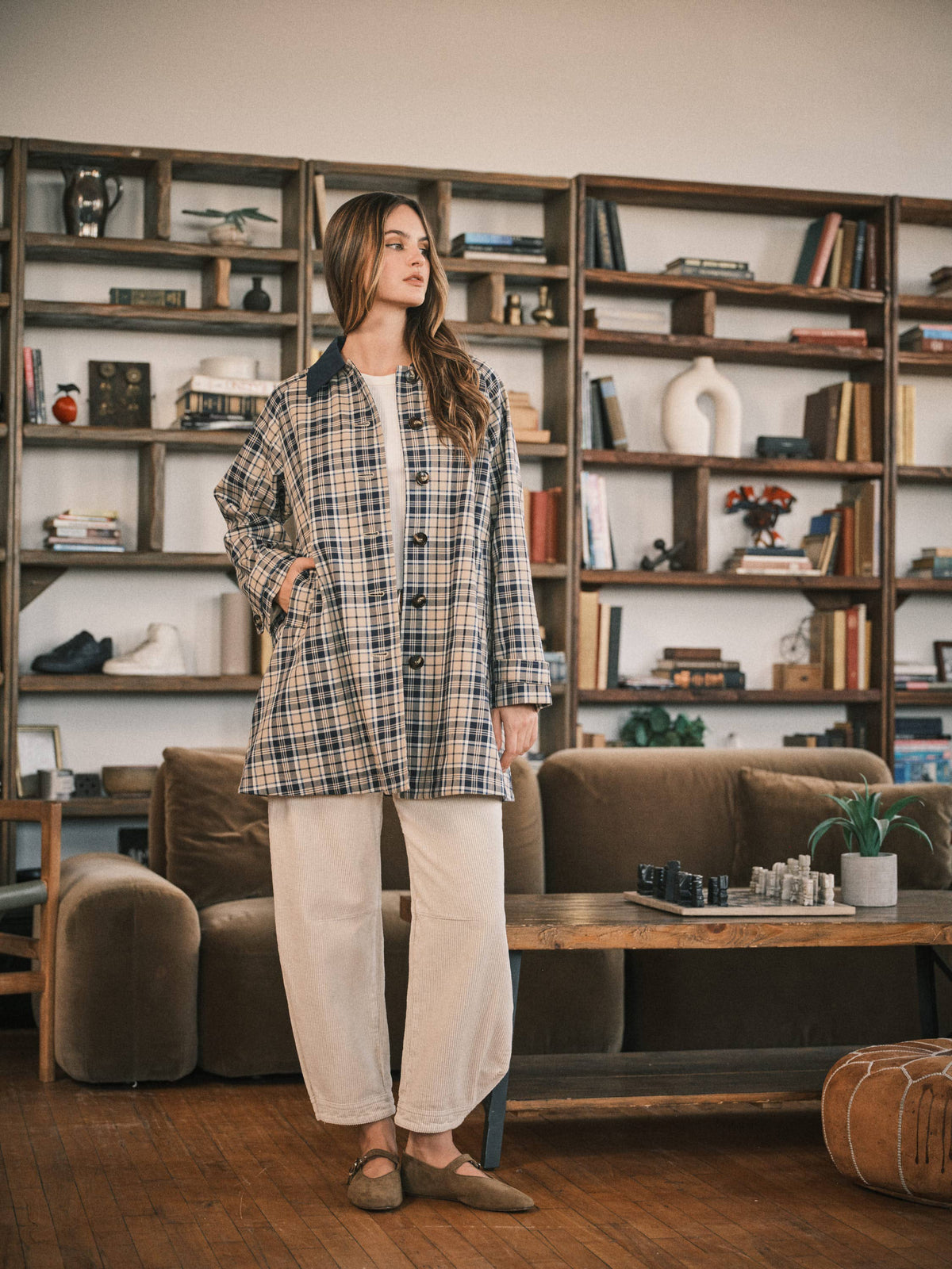 Classic Plaid Trench Jacket