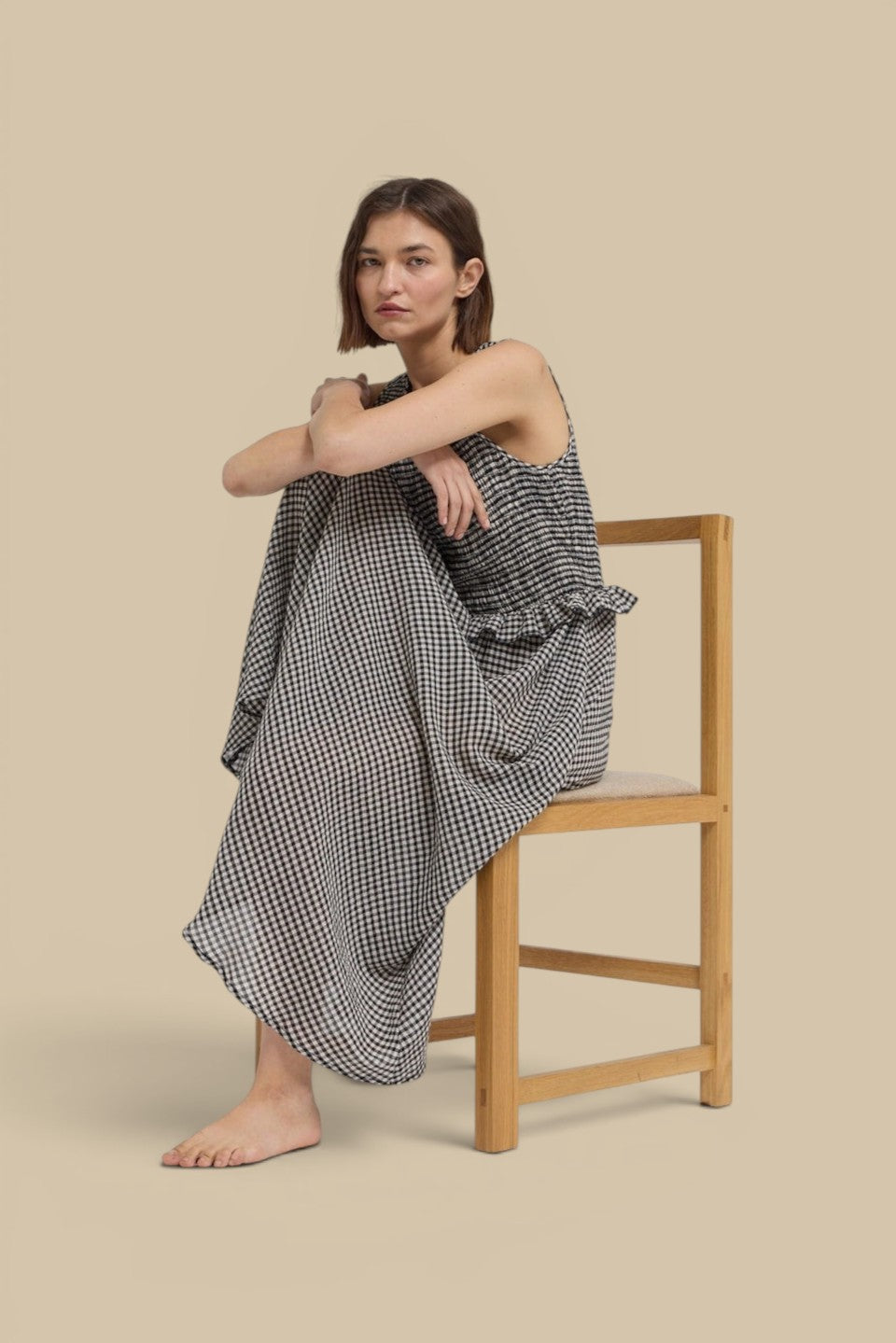 Sleeveless Smocked Top Black Dress