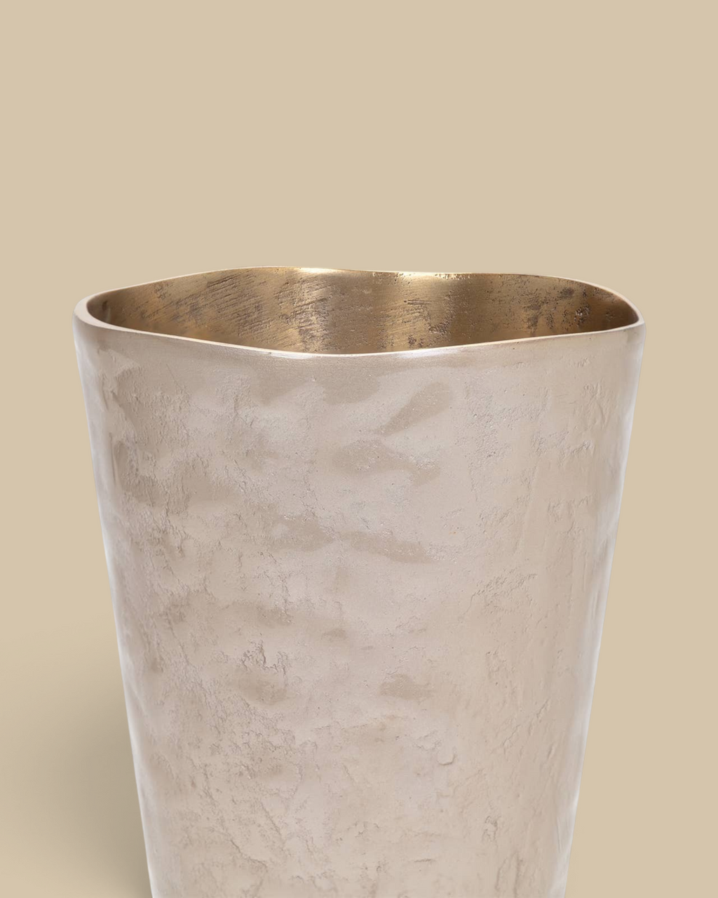 Homestyle Collective Verlix tall aluminum urn featuring a silver finish and a textured hammered surface detail.