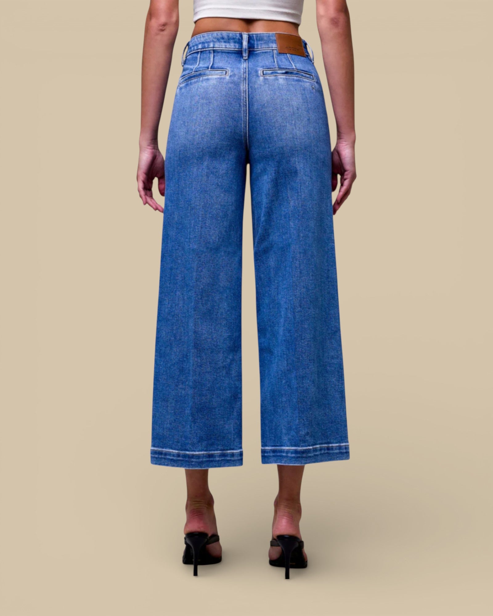 Nori Dark Wash Cropped Wide Leg Trouser