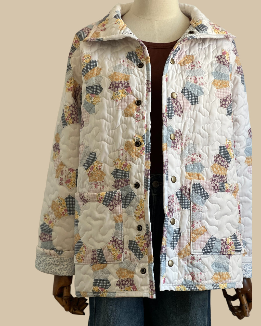 Dresden Patchwork Quilted Snap Jacket