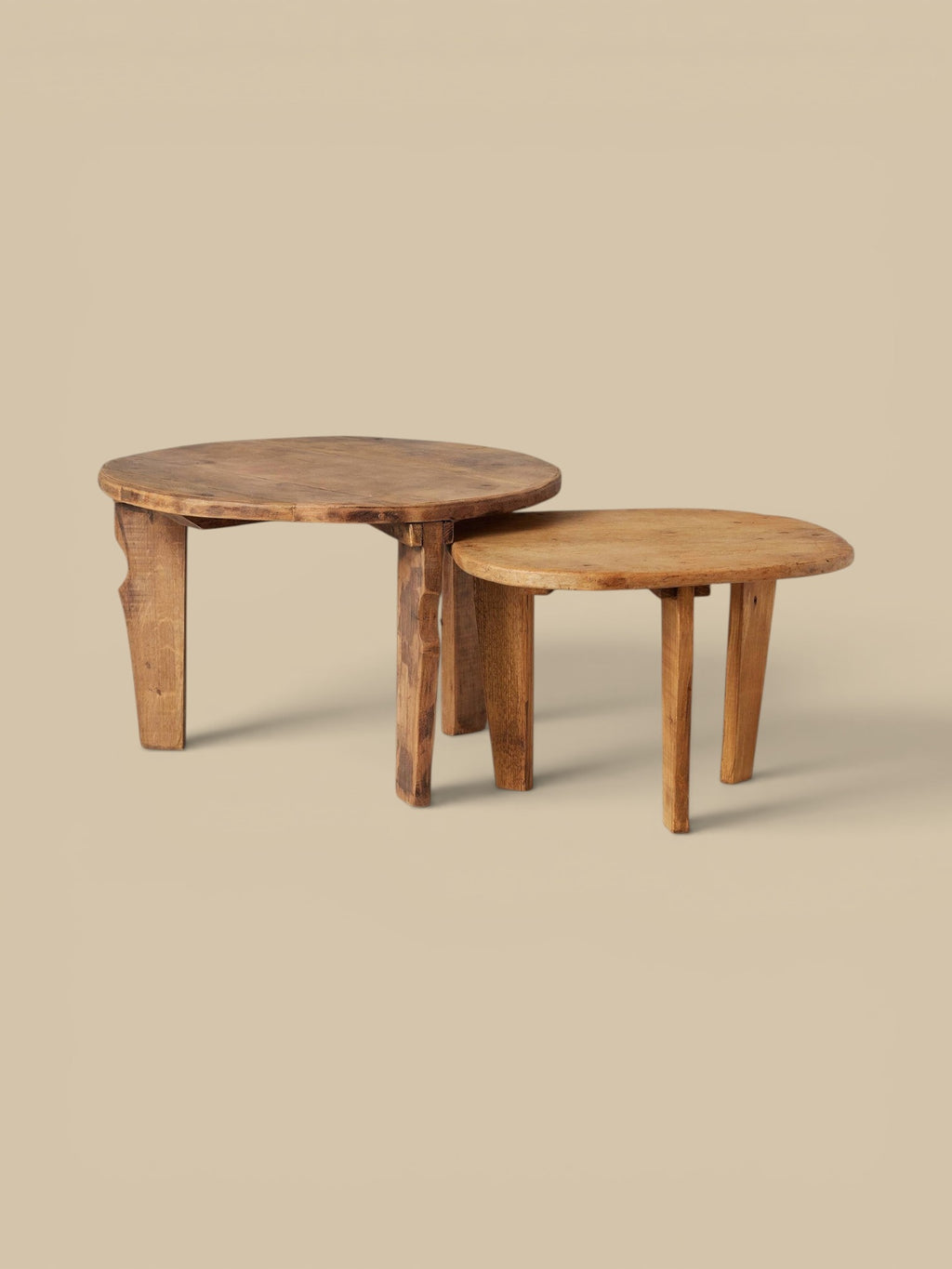 Found Wood Nesting Tables, Round