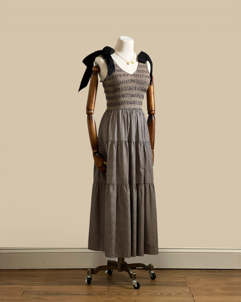 Gingham Smocked Midi-Dress