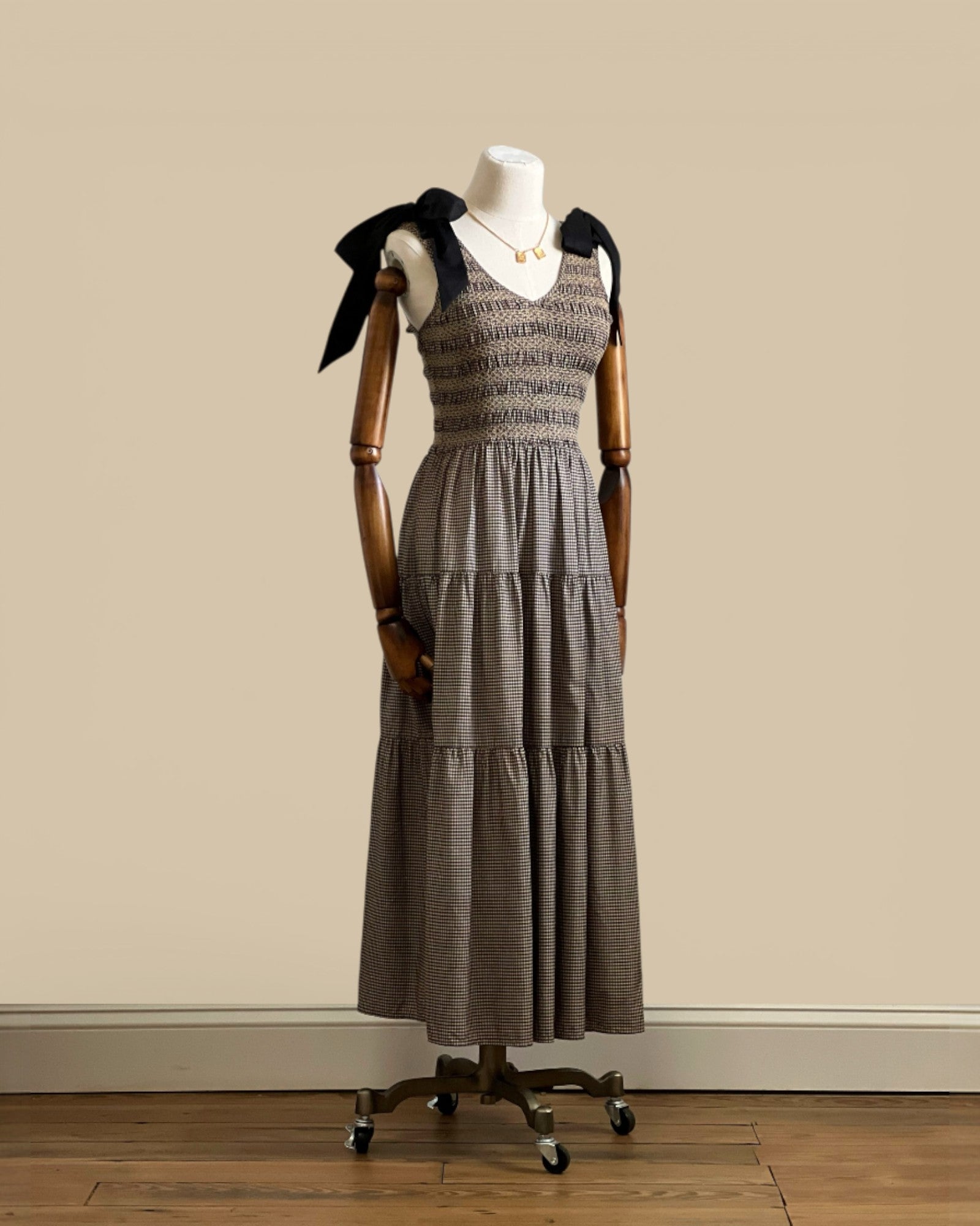 Gingham Smocked Midi-Dress