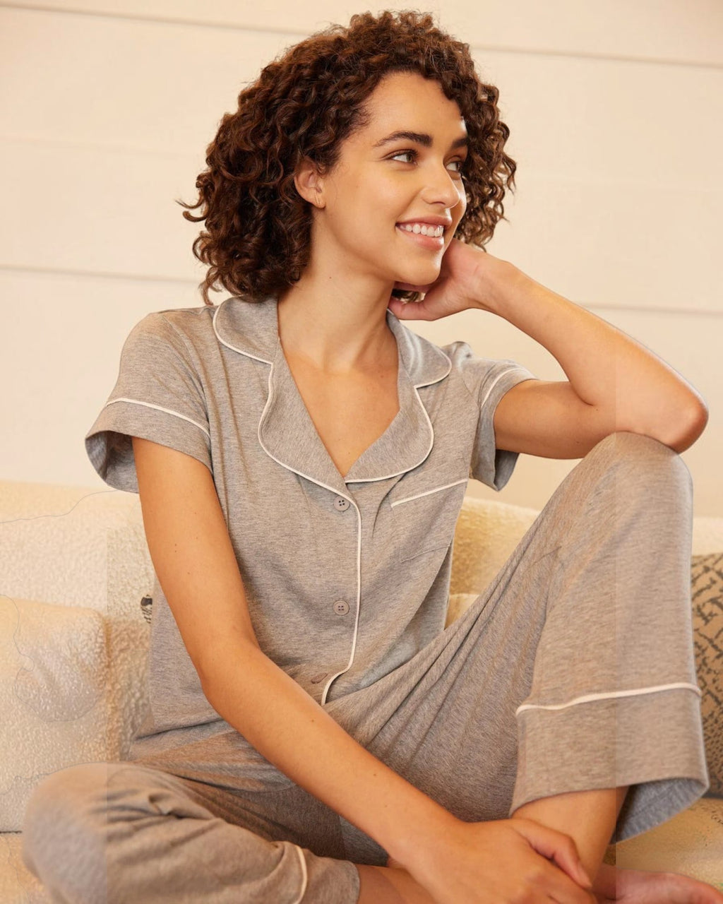 Heather Knit Capri Pajama Set