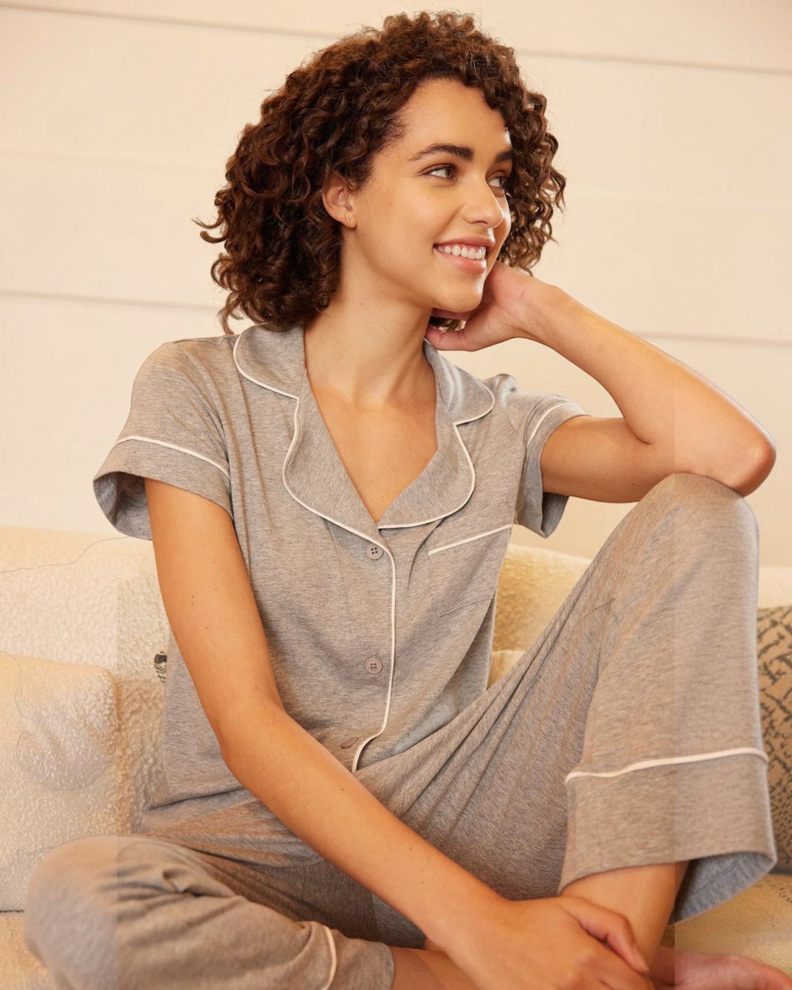 Heather Knit Capri Pajama Set