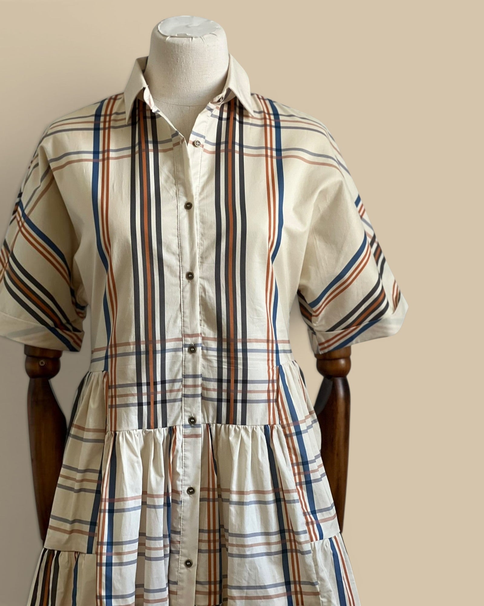 Aureum Plaid Mini Shirt Dress