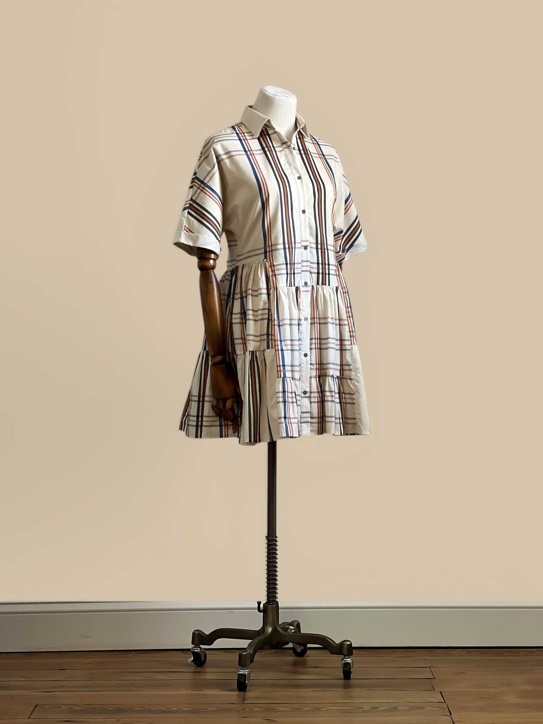 Aureum Plaid Mini Shirt Dress