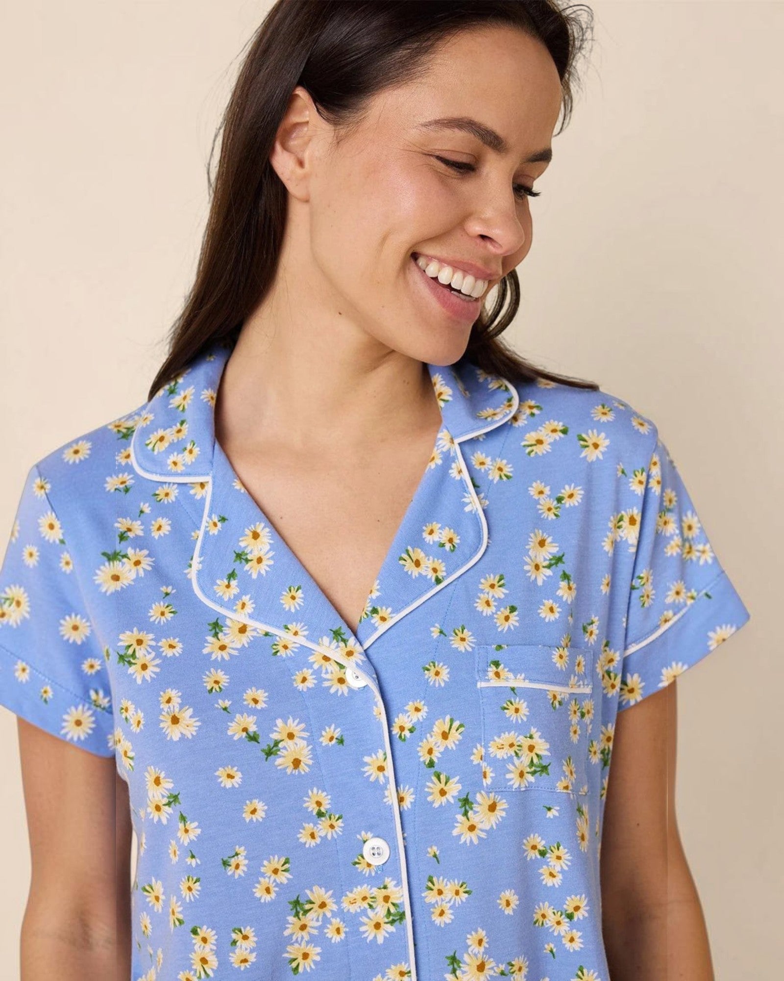 Blue Daisy Short Pajama Set
