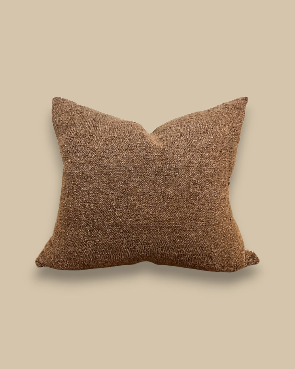 One-of-Kind Natural Linen Brown Pillow