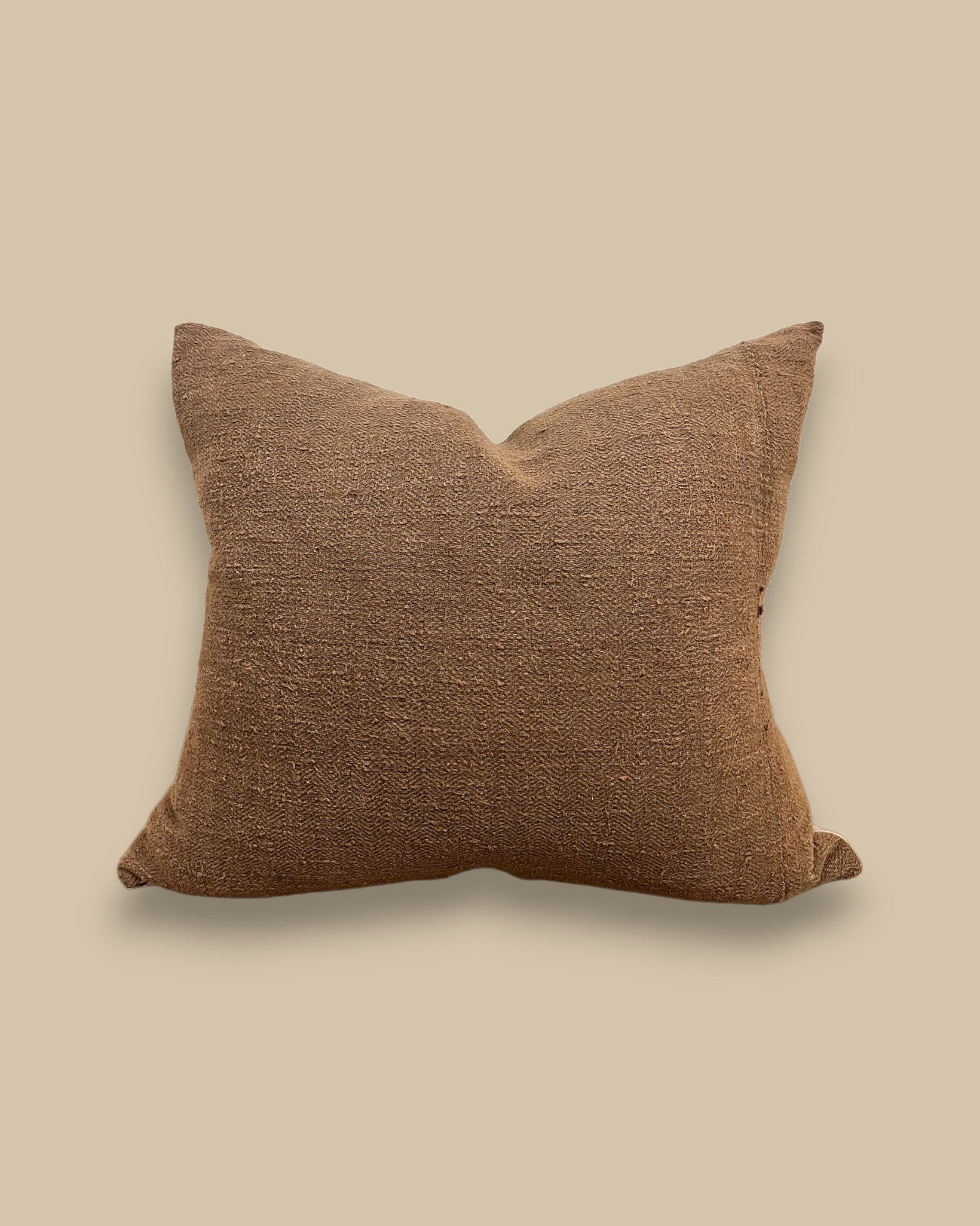 One-of-Kind Natural Linen Brown Pillow