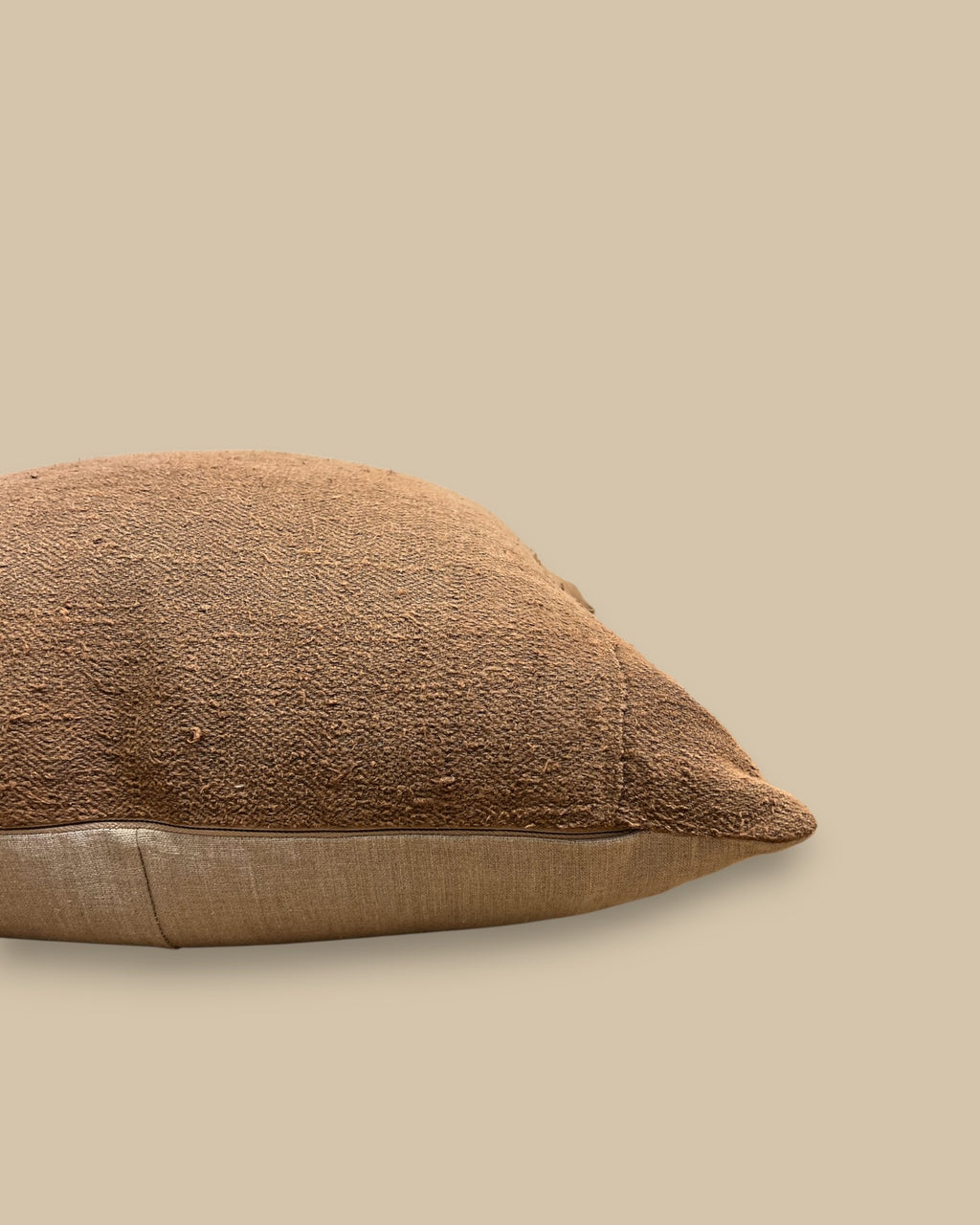 One-of-Kind Natural Linen Brown Pillow