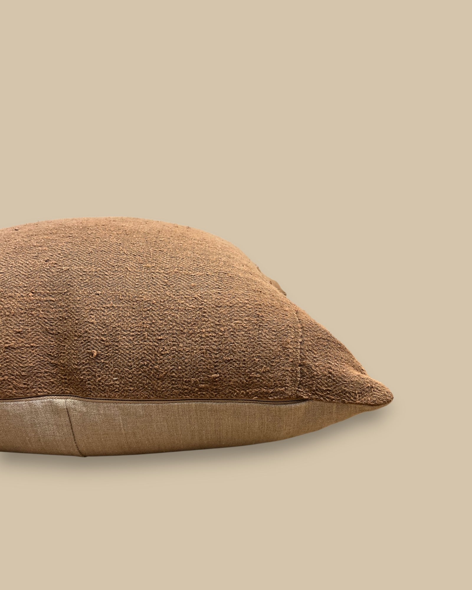 One-of-Kind Natural Linen Brown Pillow
