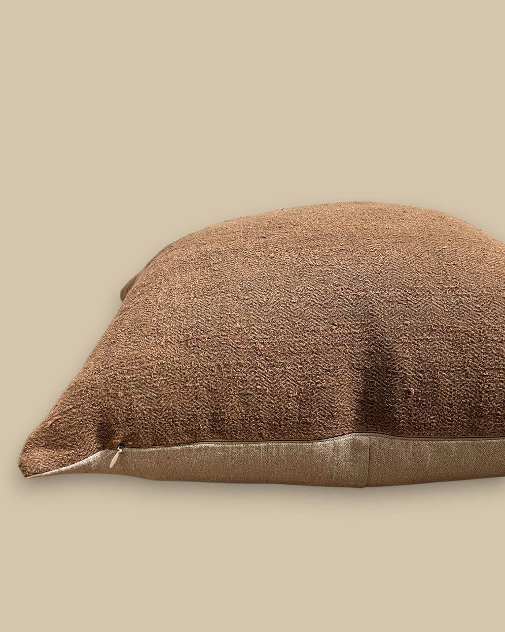 One-of-Kind Natural Linen Brown Pillow