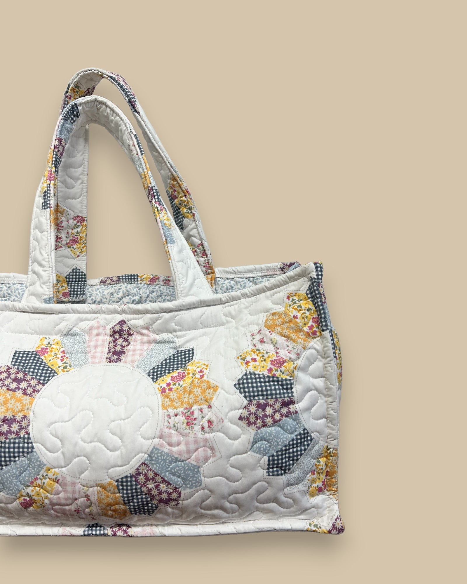Dresden Patchwork Quilted Tote Bag