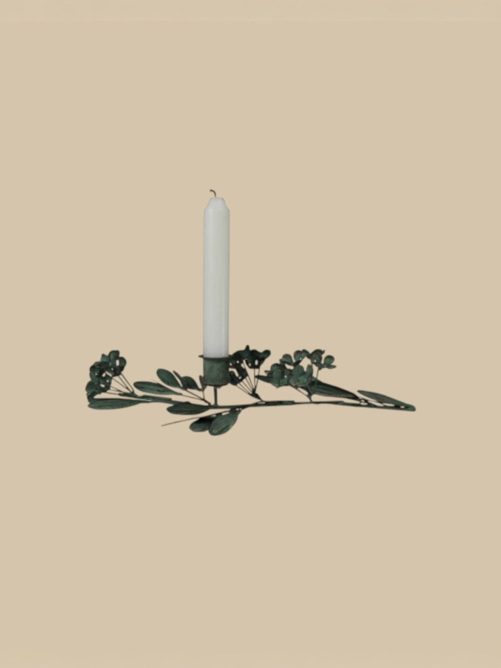 Floral Taper Holder, Green Patina