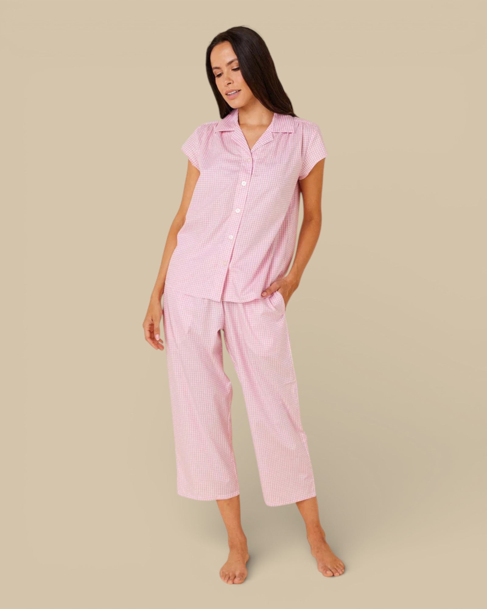 Pink Gingham Capri Pajamas