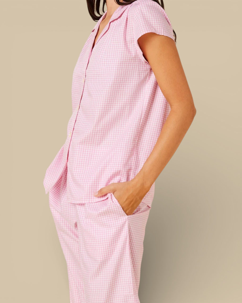 Pink Gingham Capri Pajamas