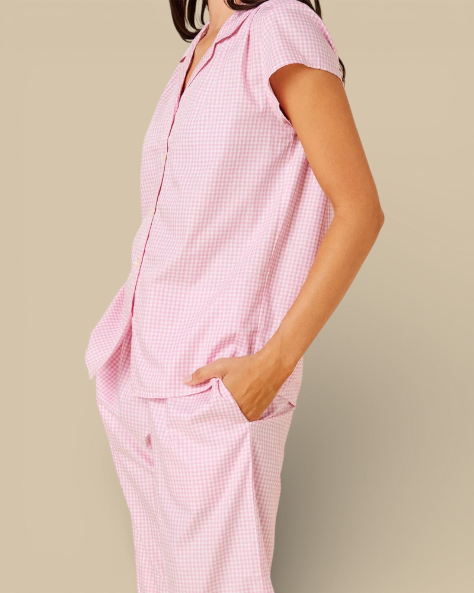 Pink Gingham Capri Pajamas