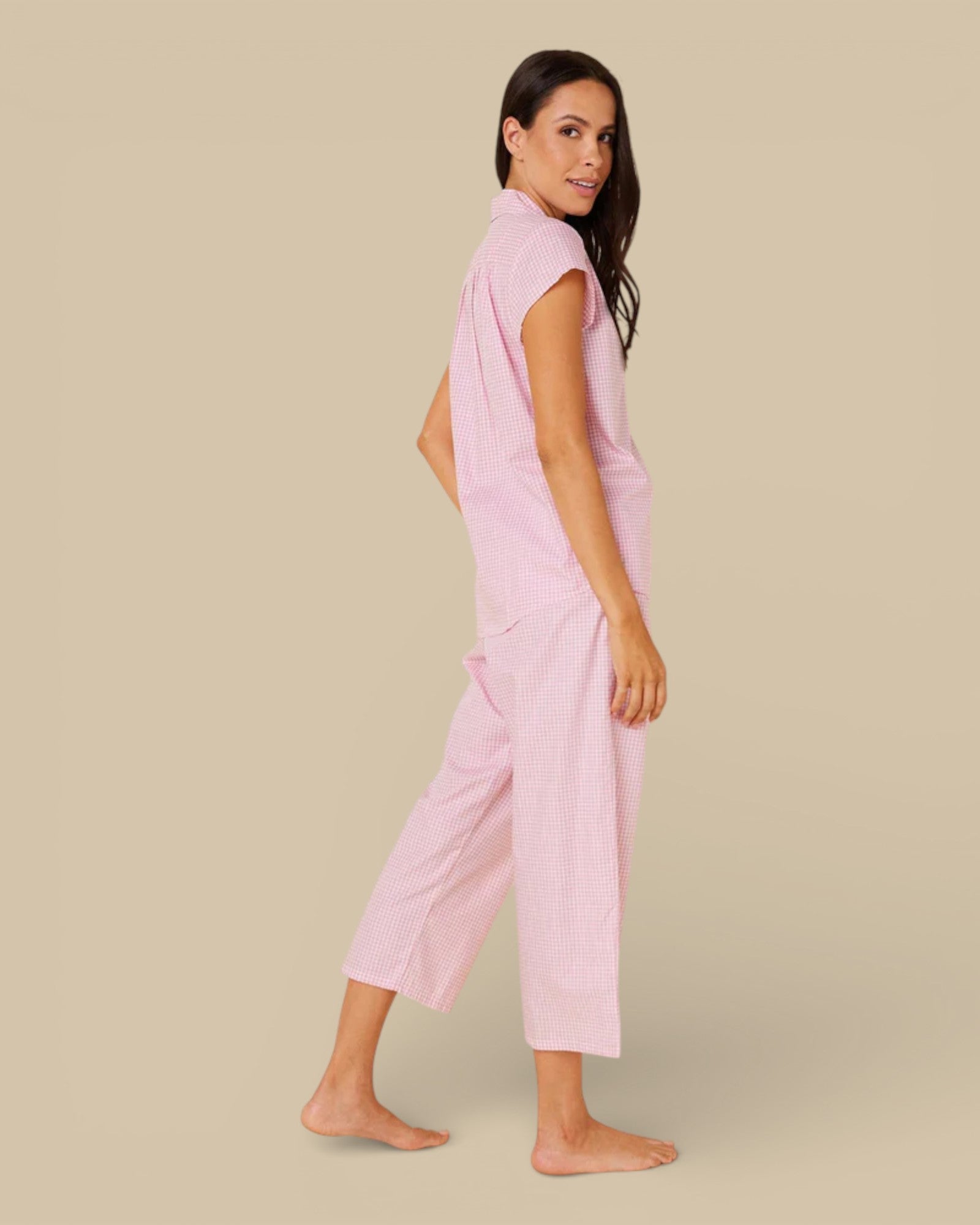 Pink Gingham Capri Pajamas