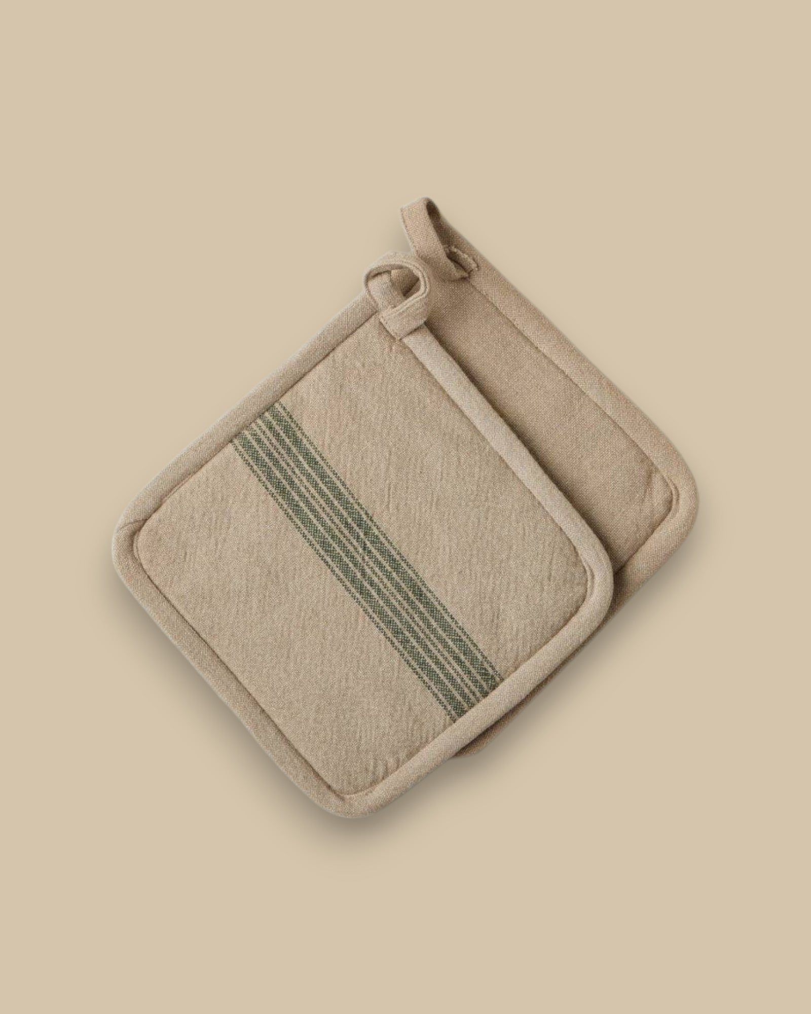 Pot Holder, Vintage Spruce Green Stripe