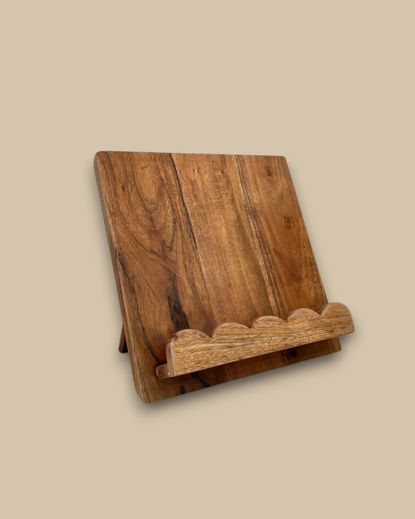 Scalloped Wood Book Stand, Natural