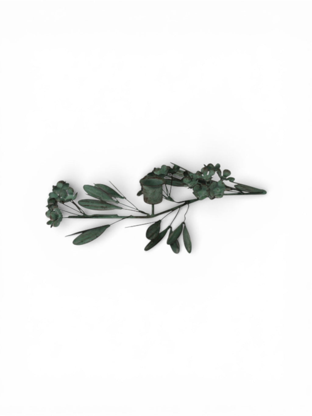 Floral Taper Holder, Green Patina