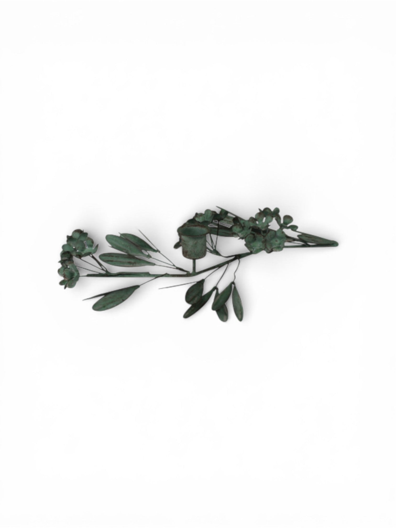 Floral Taper Holder, Green Patina
