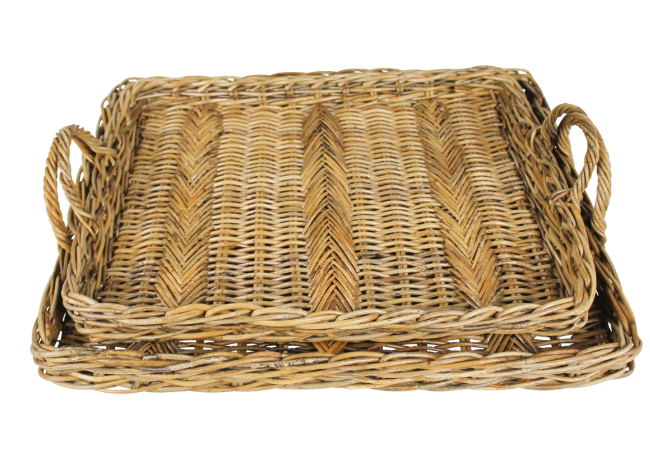 Valero Rattan Tray Set