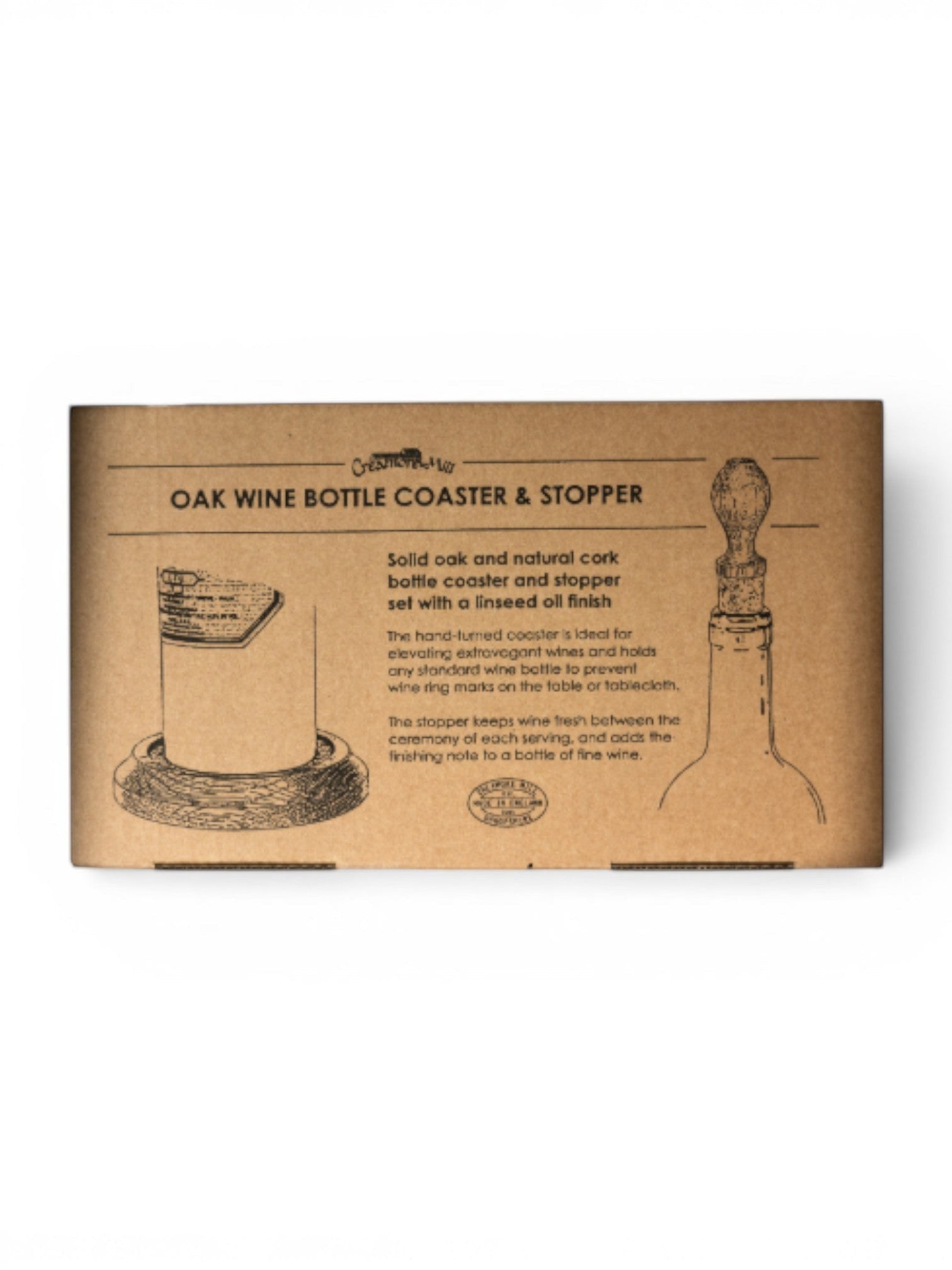 Oak Wine Coaster & Stopper Set