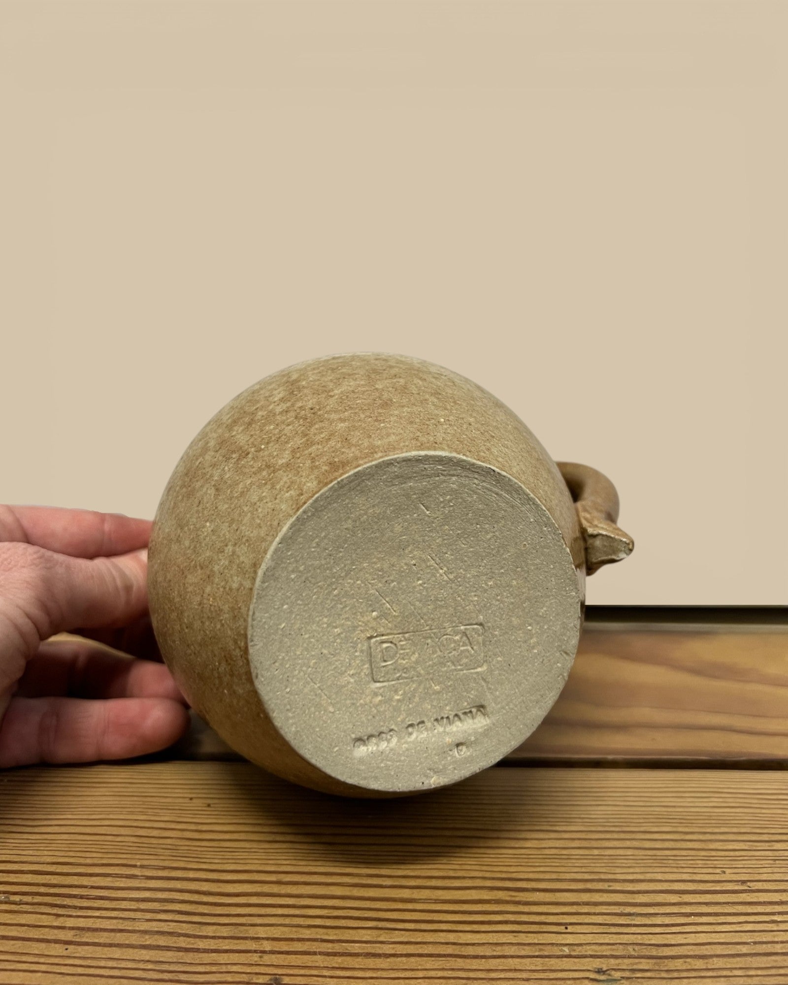Stamped Hand Spun Pottery Pitcher