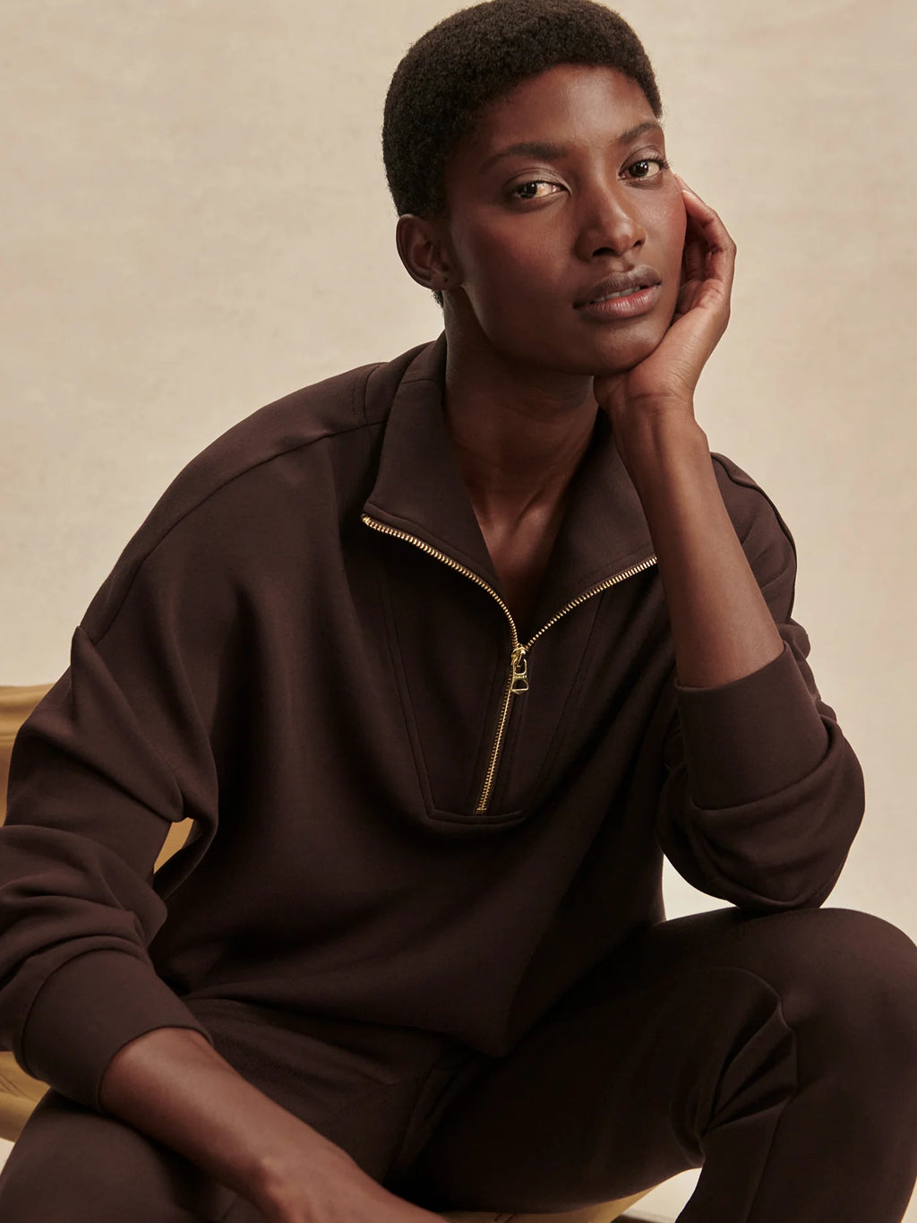 Varley Hawley Half-Zip Sweat, Coffee Bean