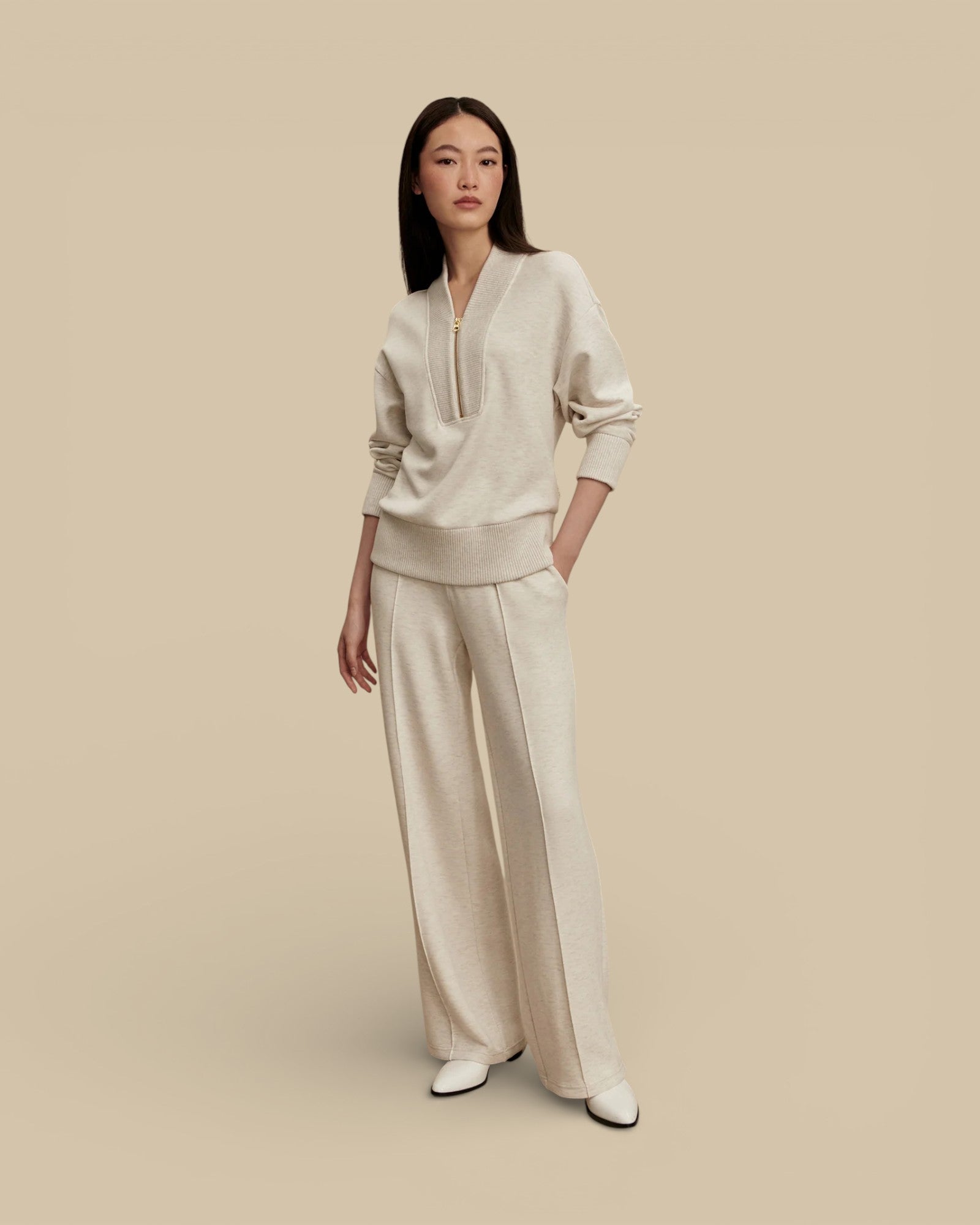 Varley Sally Half-Zip Sweat, Ivory