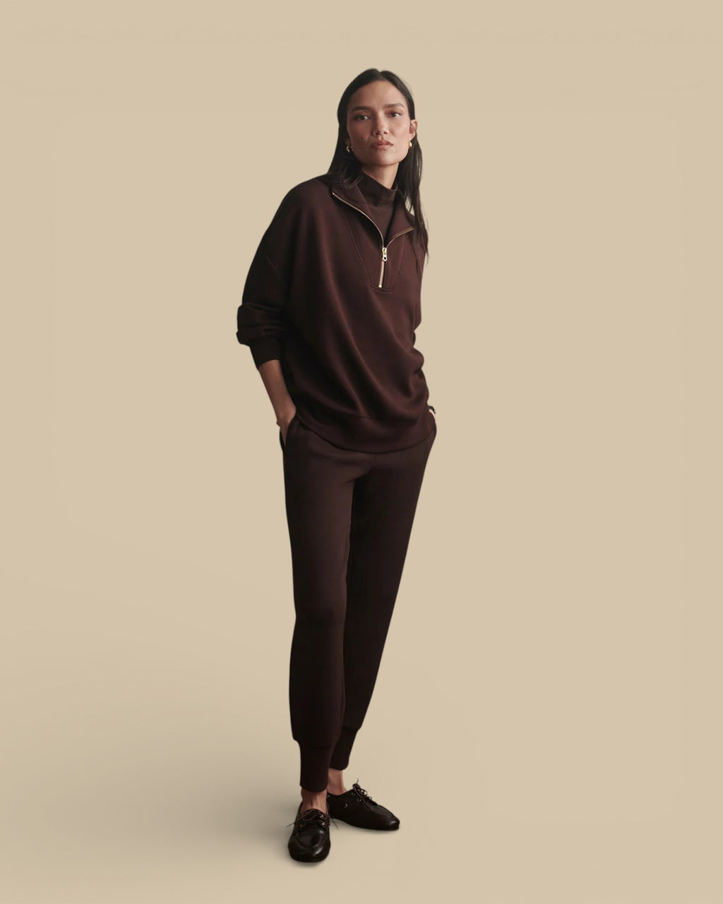 Varley Hawley Half-Zip Sweat, Coffee Bean