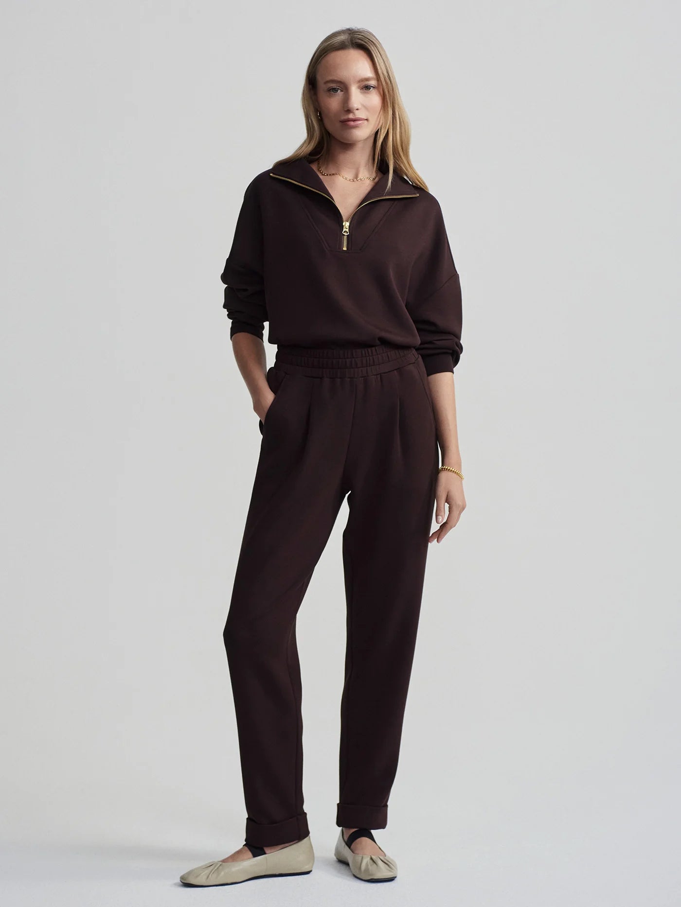 Varley Rolled Cuff Pant, 25", Coffee Bean