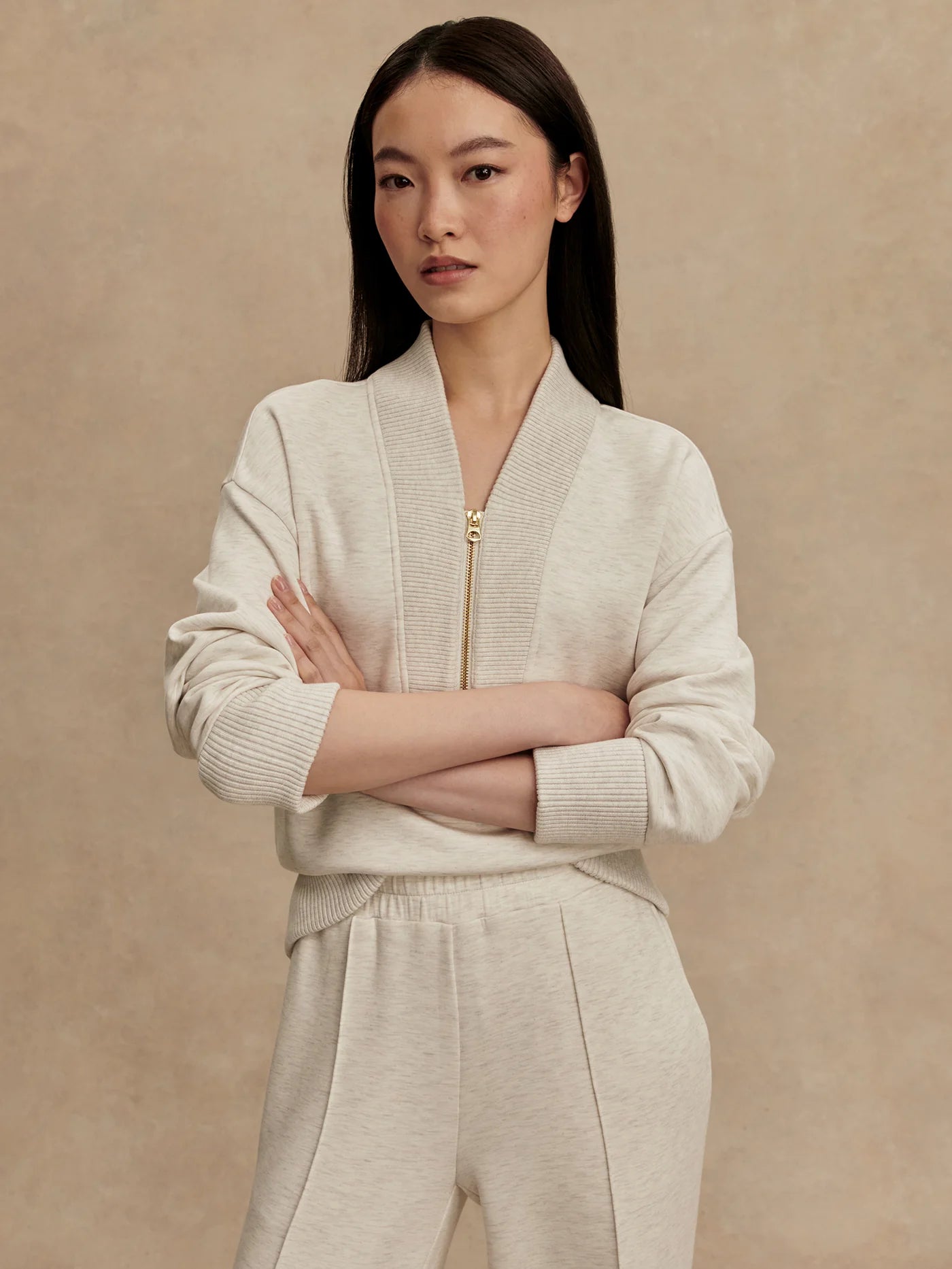 Varley Sally Half-Zip Sweat, Ivory
