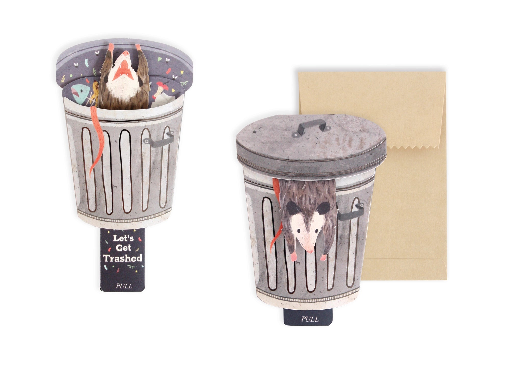 Let's Get Trashed Possum Pop-Up Card