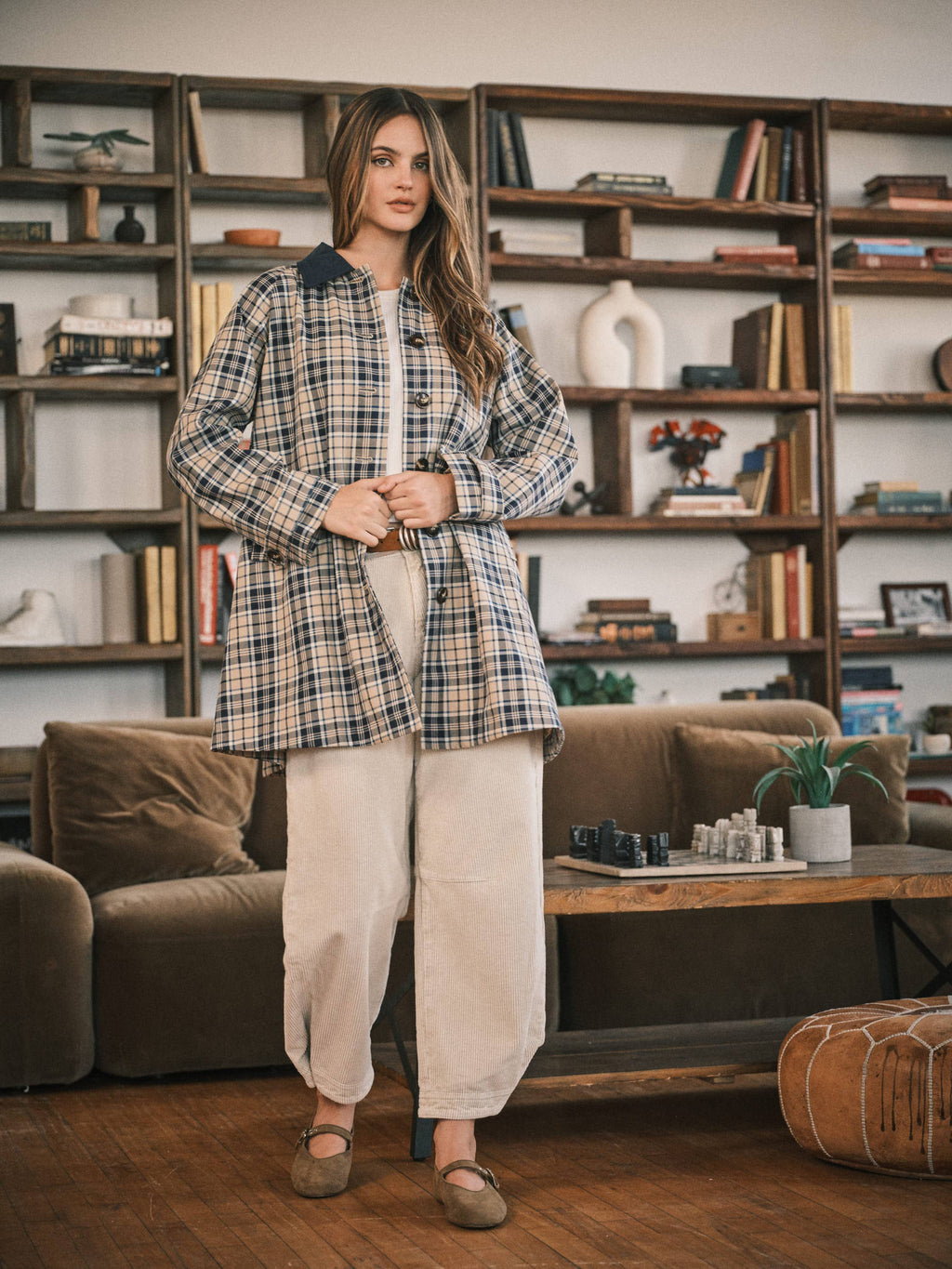 Classic Plaid Trench Jacket