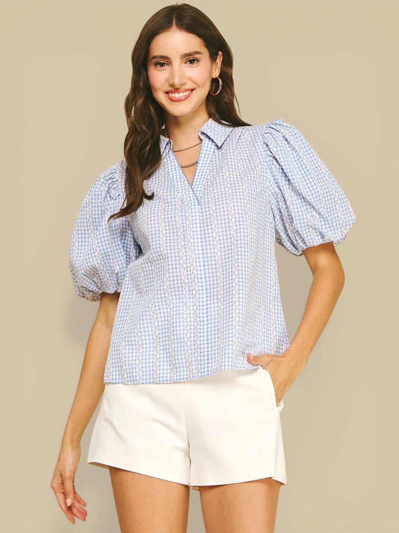 Floral Gingham Blouse